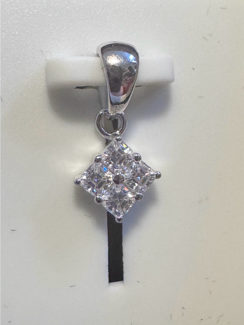 1/2 CTW Asscher Cut Moissanite Cluster Solid 925 Sterling Silver Pendant/Charm - Picture 2 of 3